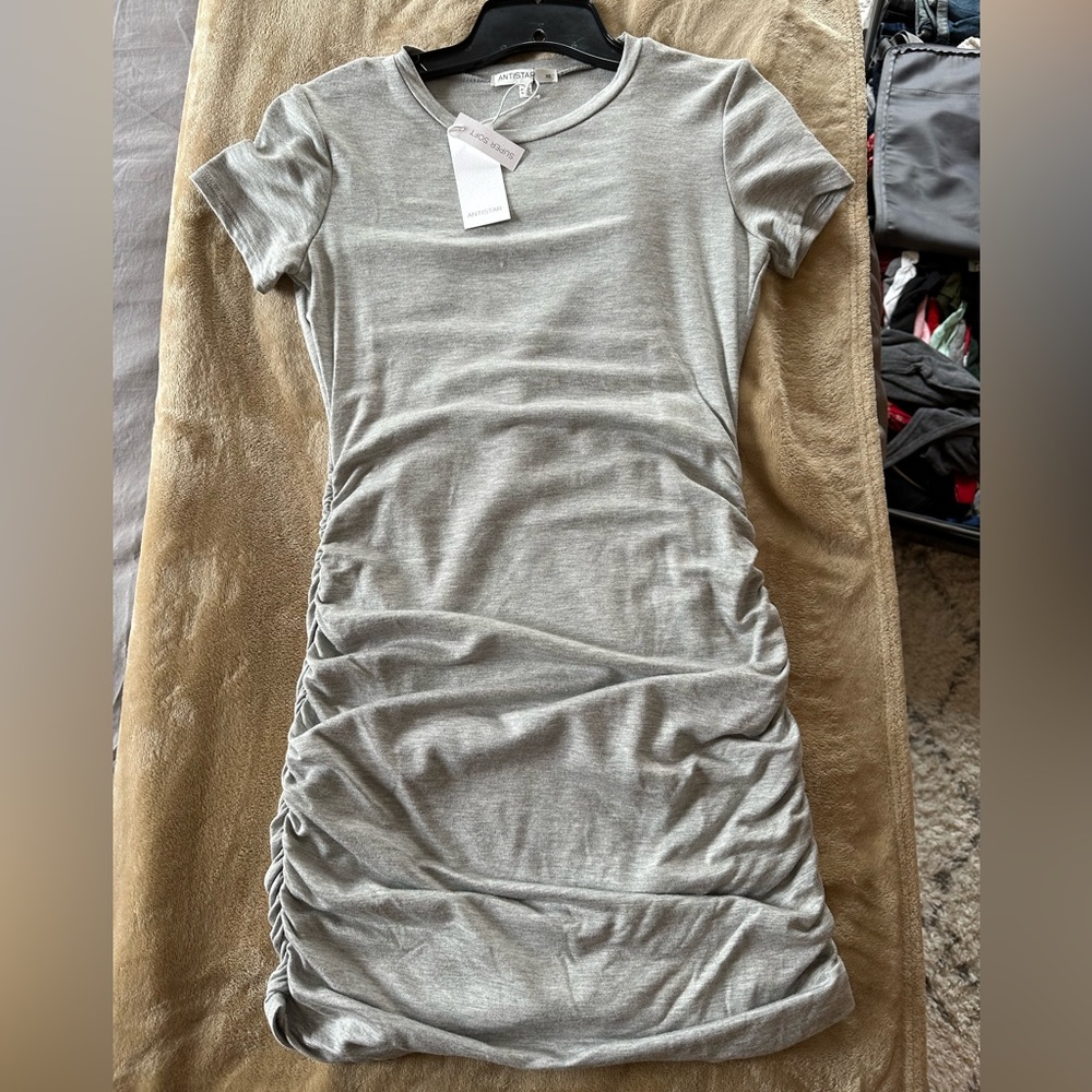 New with tags Antistar The Label Gray Ruched Mini Dress extra small